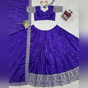 Wedding Guest, Sangeet, Diwali & Festive Wear Purple Silver Lehenga Choli GARBA